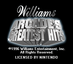 Williams Arcade's Greatest Hits (USA) Title Screen